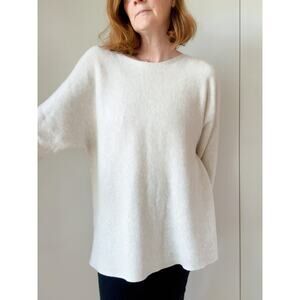 J. Jill Weaver Collection Sweater XL Cream Boatneck Long Sleeve Pullover Neutral